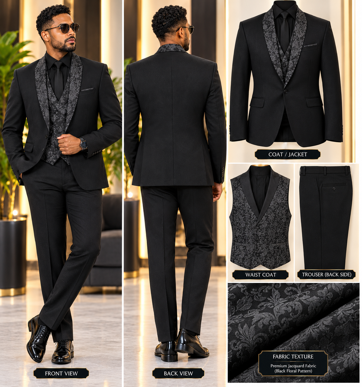 ZH-BLACK#-MEN SUIT (Three-Piece)