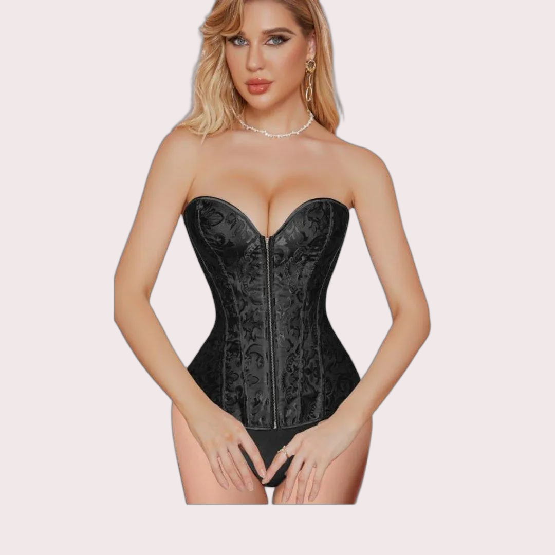 X-387-Corset top (Floral brocade Corset with a front zipper)